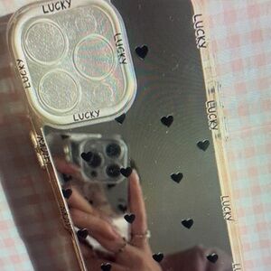 SHEIN Clear Phone Case with Black Heart Pattern
